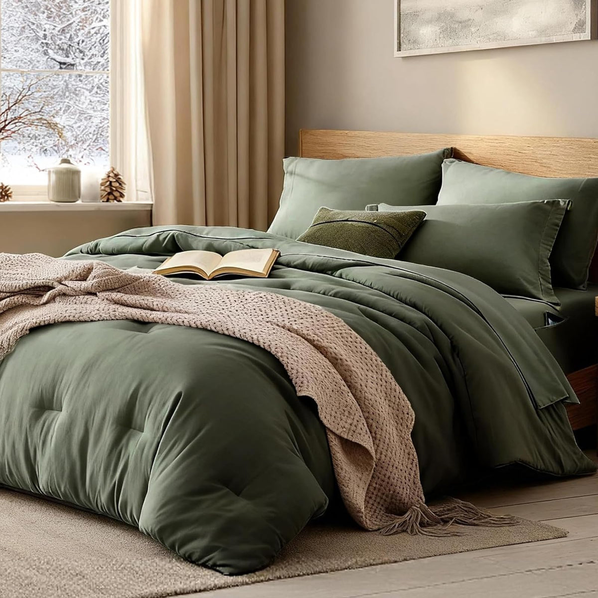 Full Size Comforter Sets-7 Pieces Ultra Soft Bed in a Bag Full Bedding Sets