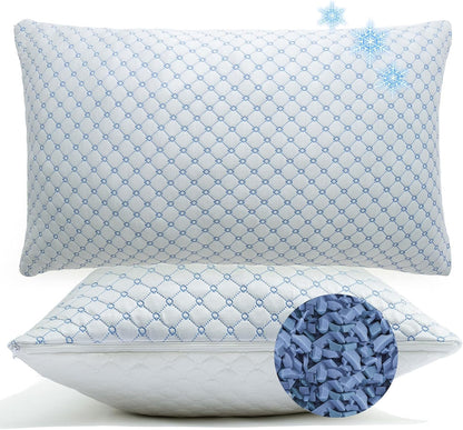 Cooling Memory Foam Pillows Queen Size Set of 2, Neck Support