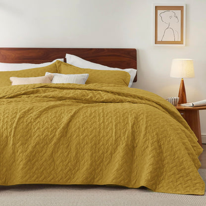 Bedsure Quilts Queen Size - Grey Bedspreads Queen Size with Basket Weave Pattern, Soft Quilt Bedding Set, Lightweight Comforter Set Coverlet for All Seasons with 2 Pillow Shams (90" x 96")