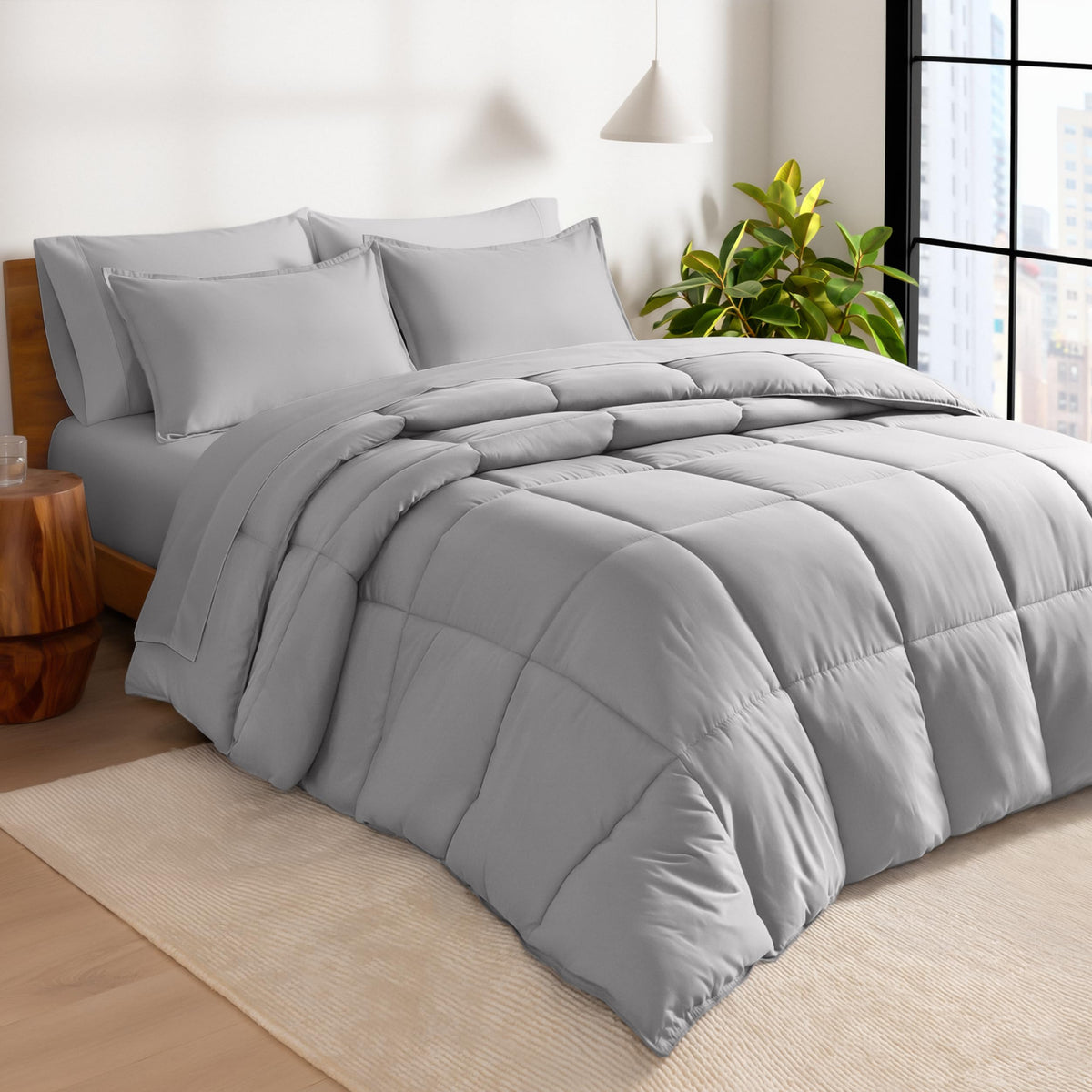 Bare Home Bed-in-A-Bag 5 Piece Set (Twin XL, Grey/Light Grey)