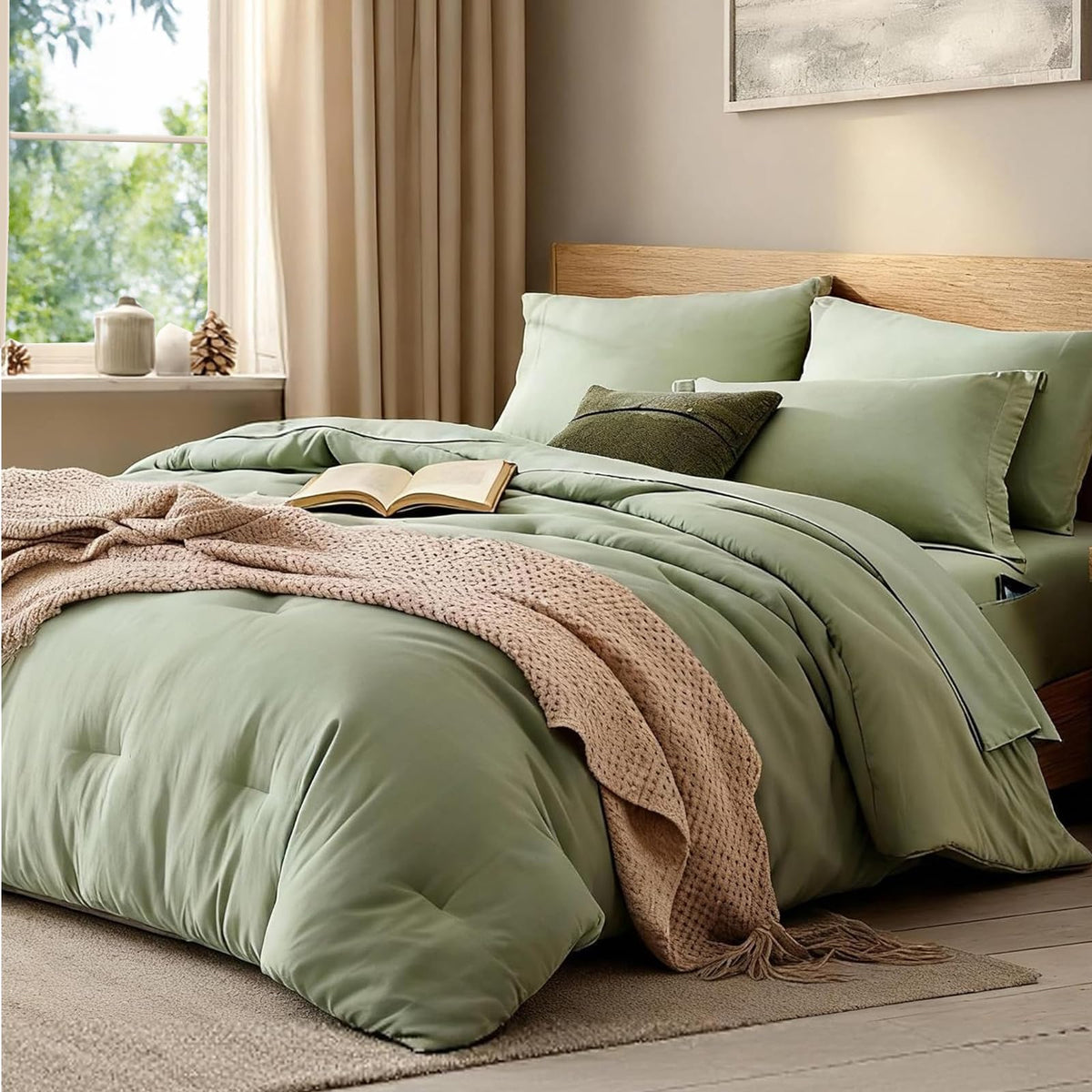 Full Size Comforter Sets-7 Pieces Ultra Soft Bed in a Bag Full Bedding Sets