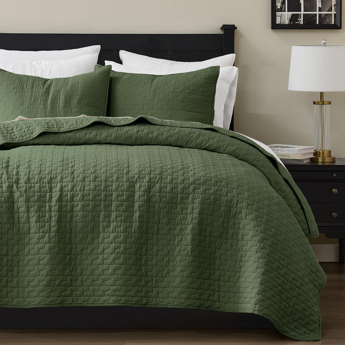 palassio Beige 100% Cotton Quilt Queen Size Bedding Sets with 2 Pillow Shams, Textured Lightweight Soft Bedspread Shabby Chic Coverlet, Neutral Quilted Comforter Bed Cover for All Season, 3 Pieces