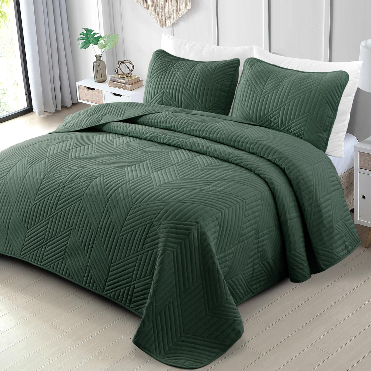 Exclusivo Mezcla Ultrasonic King Quilt Bedding Set, Beige Cream