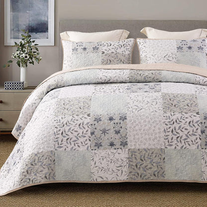 Exclusivo Mezcla Reversible Boho Quilts Queen Size Gray