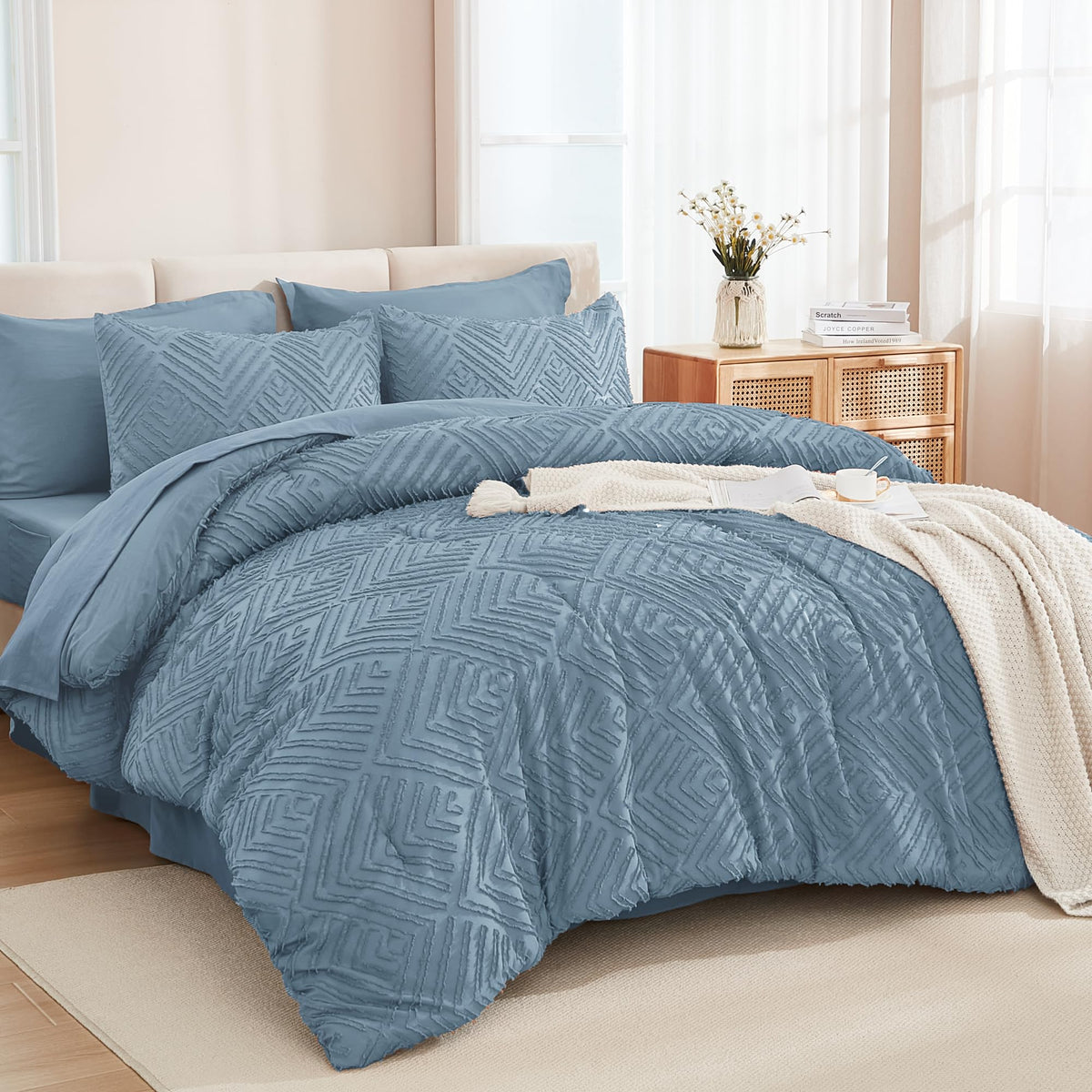 Andency King Size Comforter Set, Dark Emerald Green, 7 Pieces