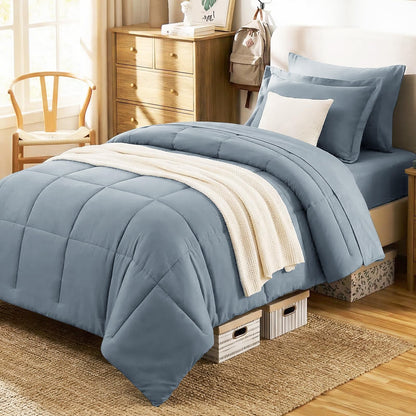 CozyLux Queen Comforter Set, 7-Piece Bed in a Bag, Black