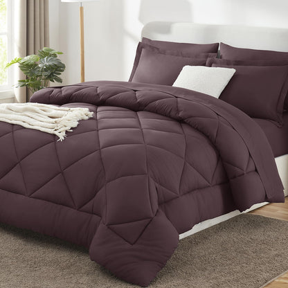 CozyLux King Comforter Set 102"x90" Dark Grey - 7 Piece Bed in a Bag