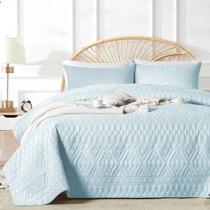 akkialla Full/Queen Size Quilt Bedding Set,Beige Lightweight Microfiber Soft Bedspread,Modern Style Geoetric Pattern Coverlet Set for All Seasons,3 Piece(1 Quilt,2 Pillow Shams)