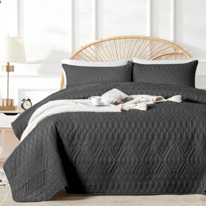 akkialla Full/Queen Size Quilt Bedding Set,Beige Lightweight Microfiber Soft Bedspread,Modern Style Geoetric Pattern Coverlet Set for All Seasons,3 Piece(1 Quilt,2 Pillow Shams)