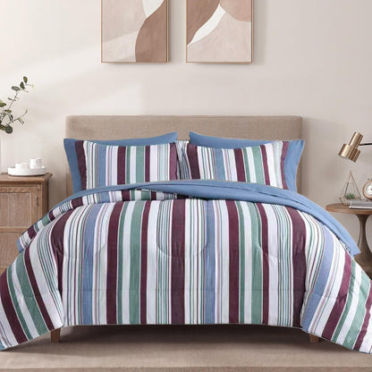 Queen Comforter Set-7 Pieces Beige Soft Bed in a Bag Queen Bedding Sets