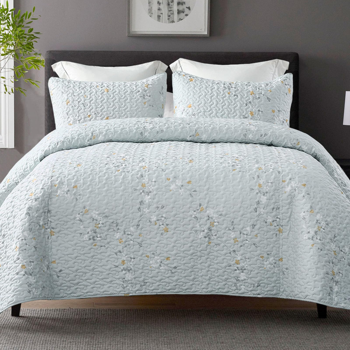 Exclusivo Mezcla Reversible Boho Quilts Queen Size Gray