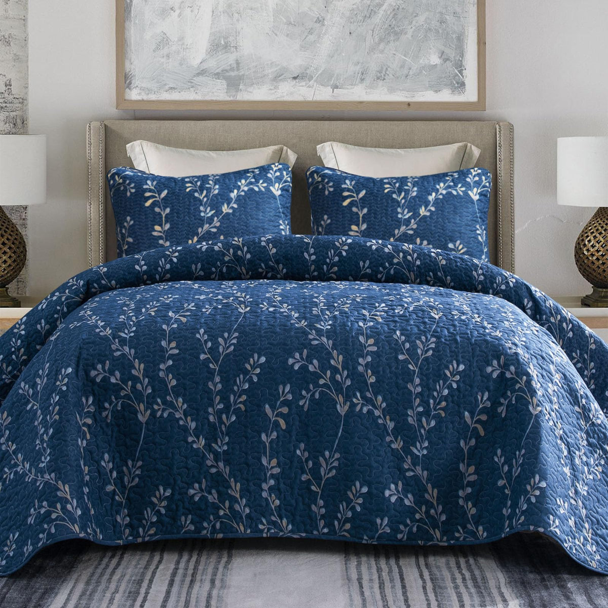Exclusivo Mezcla Reversible Boho Quilts Queen Size Gray