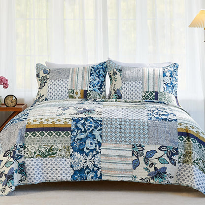 Secgo King Size Comforter Set- 100% Cotton Quilt King Size Set, Green, Sage bedspreads (96 * 108 Inch) with 2 Pillow Shams, Patchwork Reversible Lightweight Bedding