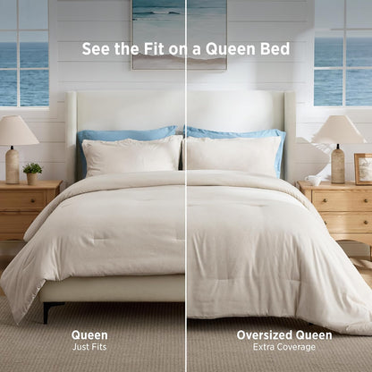Bedsure Queen Size Comforter Sets, Beige Cationic Dyed Bedding Set 3 Pcs