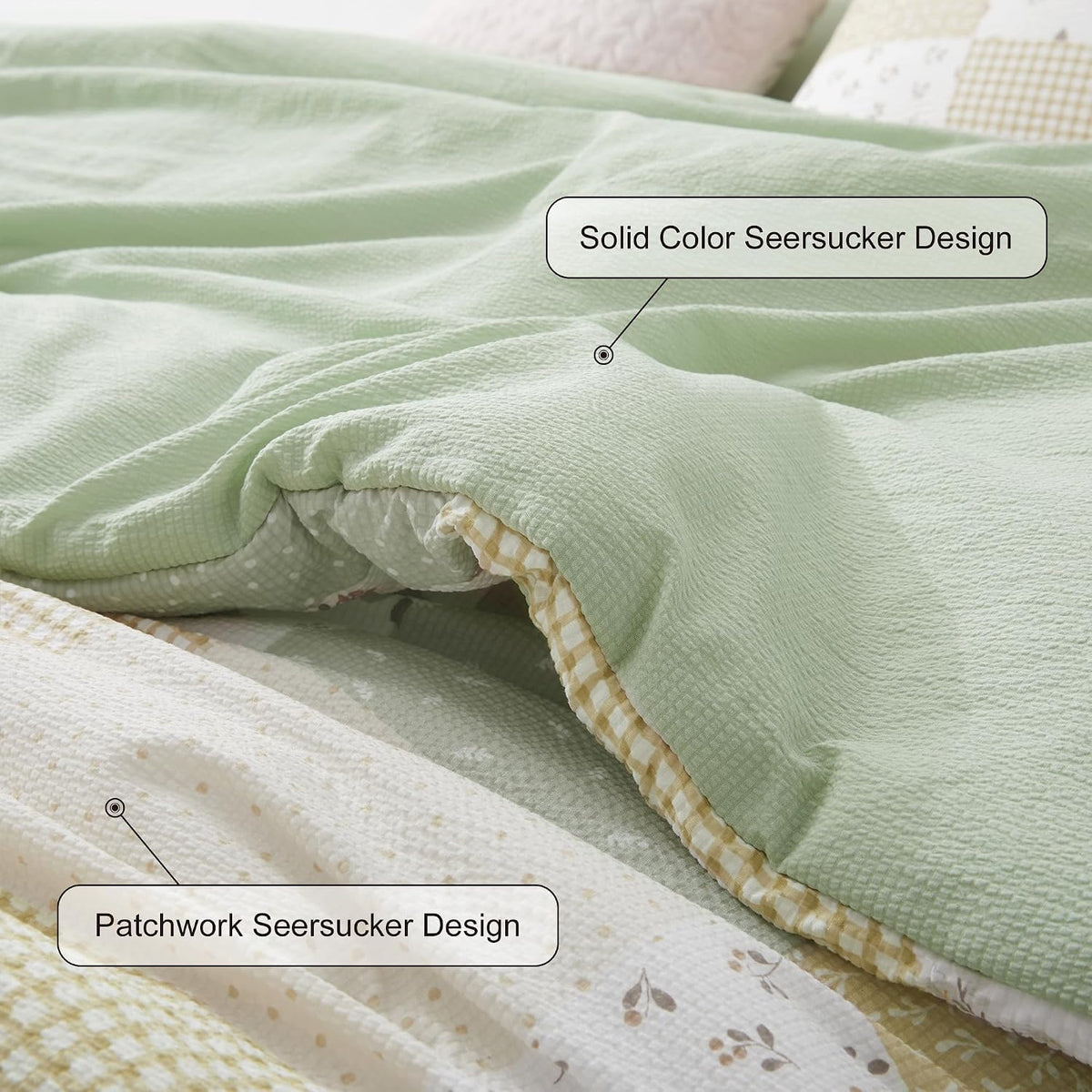 Oli Anderson Queen Comforter Set, 7 Pieces Bed in a Bag, Light Green