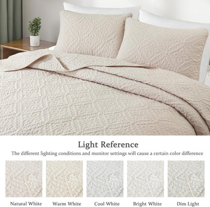 Exclusivo Mezcla Full Queen Quilt Set, Beige Cream