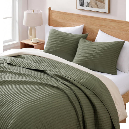 Queen Quilt-Lightweight Bedspreads Olive Green Queen Size Quilt Bedding Set