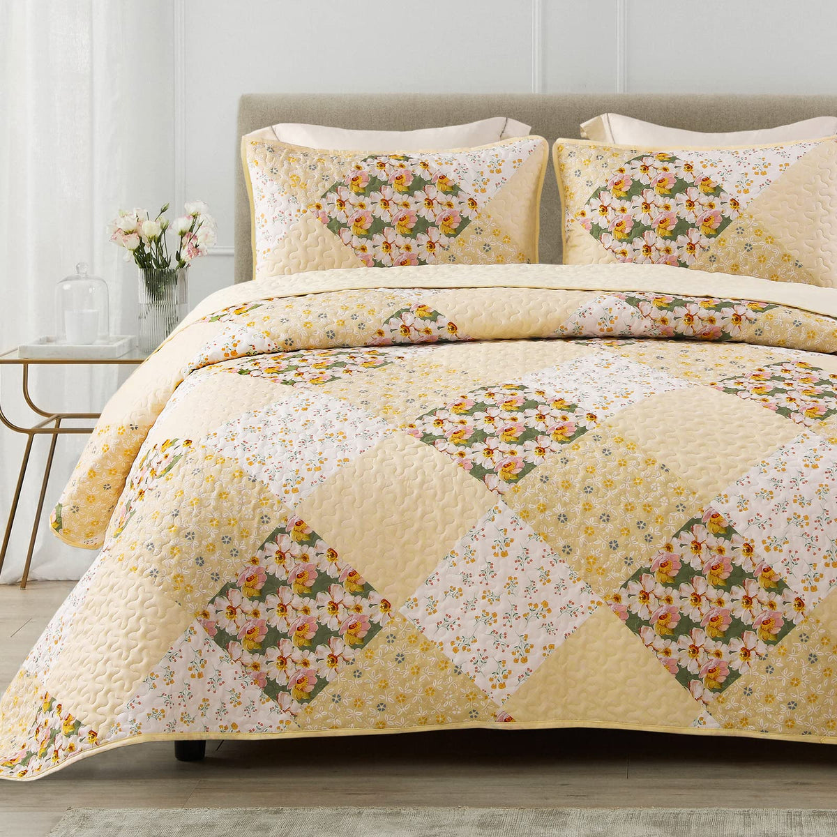 Exclusivo Mezcla Reversible Boho Quilts Queen Size Gray