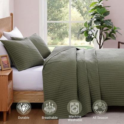Queen Quilt-Lightweight Bedspreads Olive Green Queen Size Quilt Bedding Set