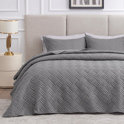 Love's cabin King Size Quilt Set Blue Bedspreads - Soft Bed Summer Lightweight Bedspread Comforter - Modern Style Coin Pattern Coverlet for All Season - 3 Pieces (1 Quilt, 2 Pillow Shams)