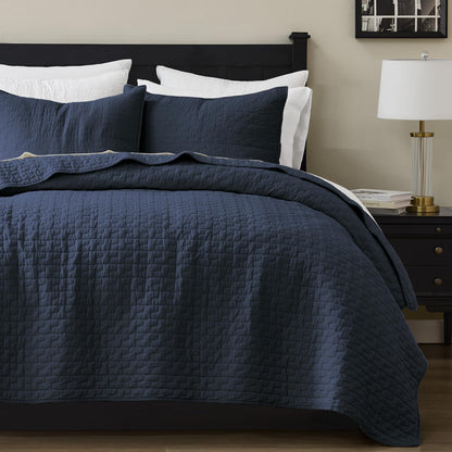 palassio Beige 100% Cotton Quilt Queen Size Bedding Sets with 2 Pillow Shams, Textured Lightweight Soft Bedspread Shabby Chic Coverlet, Neutral Quilted Comforter Bed Cover for All Season, 3 Pieces