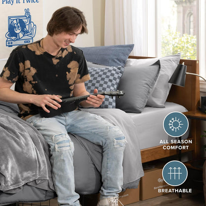 Bare Home Bed-in-A-Bag 5 Piece Set (Twin XL, Grey/Light Grey)