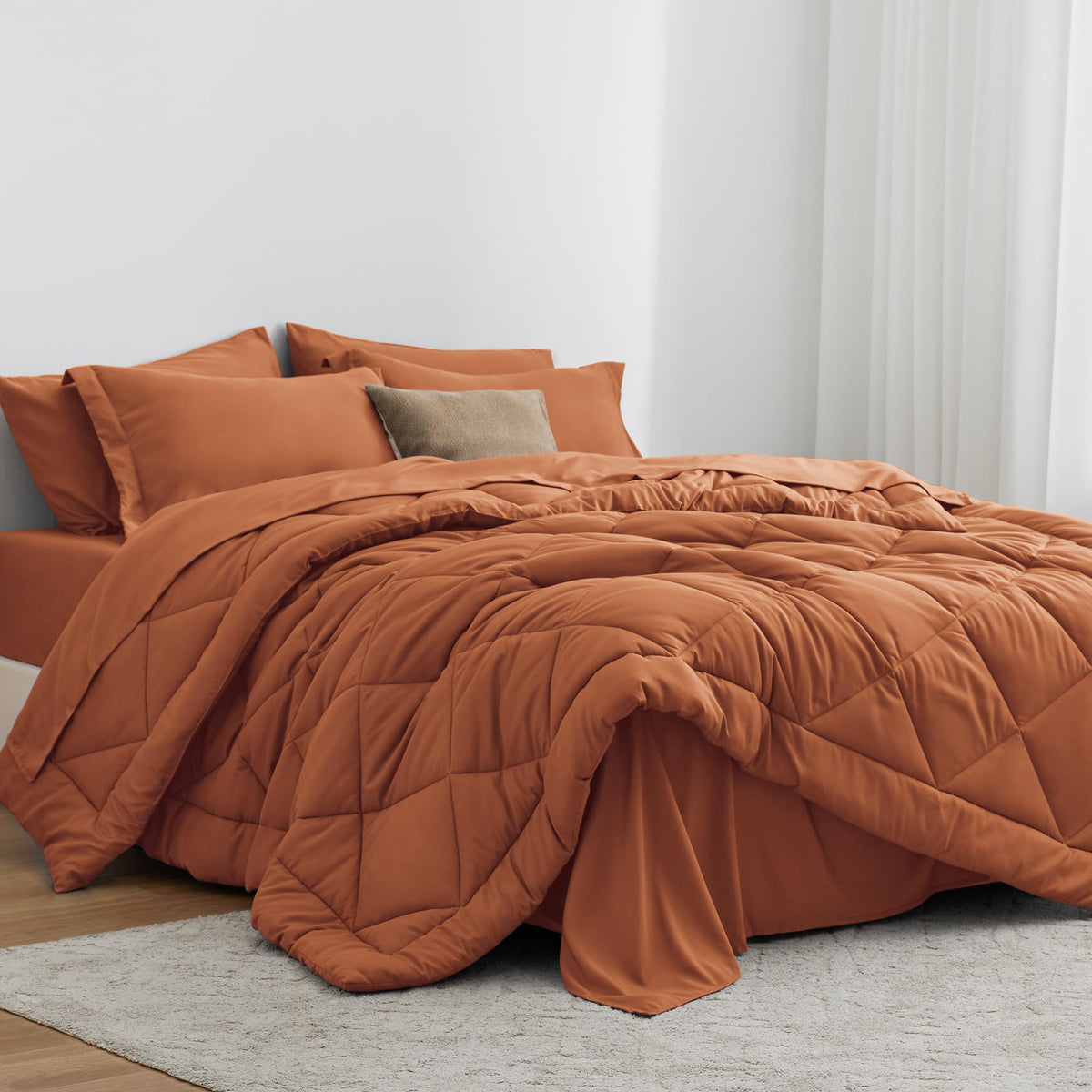 Love's cabin Full Comforter Set Black, 7 Pieces Full Bed in a Bag, All Season Bedding Sets with 1 Comforter, 1 Flat Sheet, 1 Fitted Sheet, 2 Pillowcase and 2 Pillow Sham