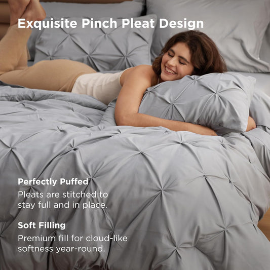 Bedsure 7-Piece Queen Bedding Comforter Set & Sheet Set, Grey Bed in a Bag