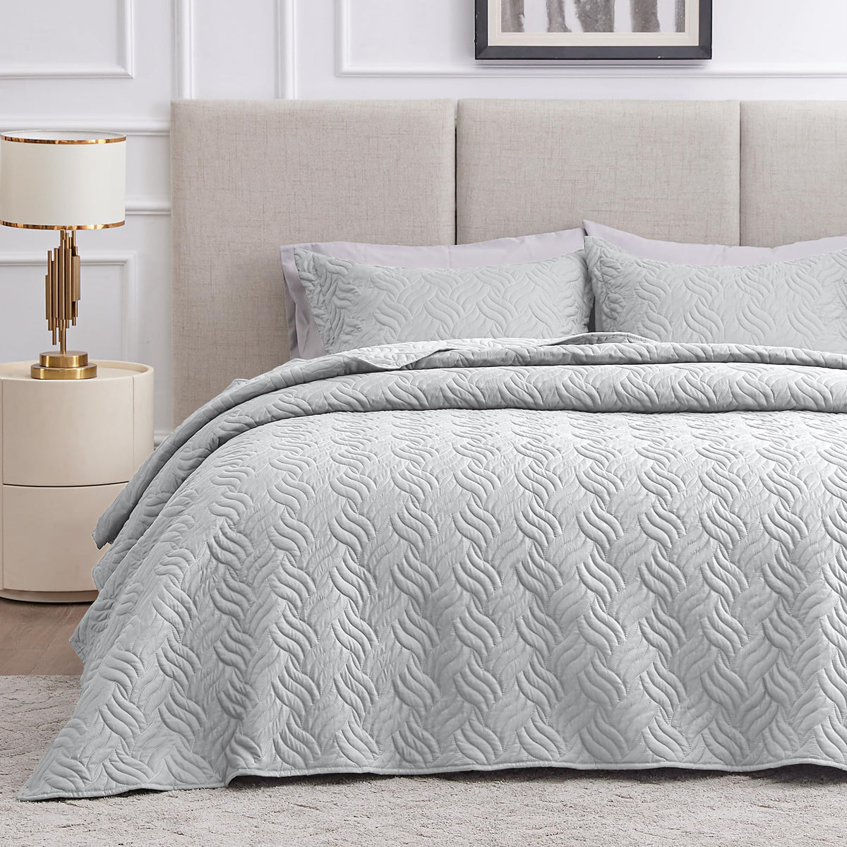 Love's cabin Quilts for Queen Bed Blue Bedspreads - Soft Bed Summer Lightweight Bedspread Comforter - Modern Style Coin Pattern Coverlet for All Season - 3 Pieces (1 Quilt, 2 Pillow Shams)