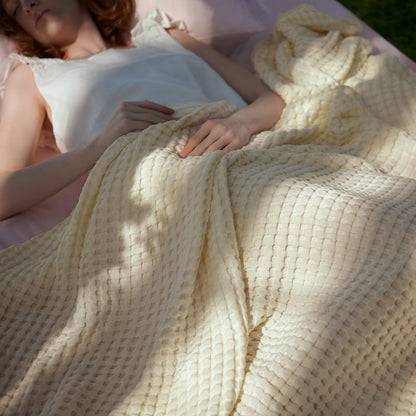 Bedsure Cooling Waffle Blanket for Hot Sleepers, Ivory, Queen, 90"x90"