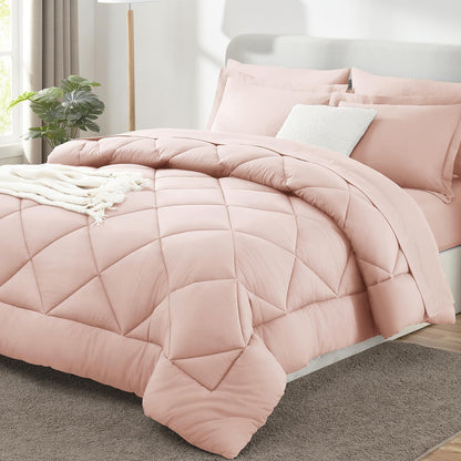 CozyLux Queen Comforter Set 88"x88" Dark Grey - 7 Piece Bed in a Bag