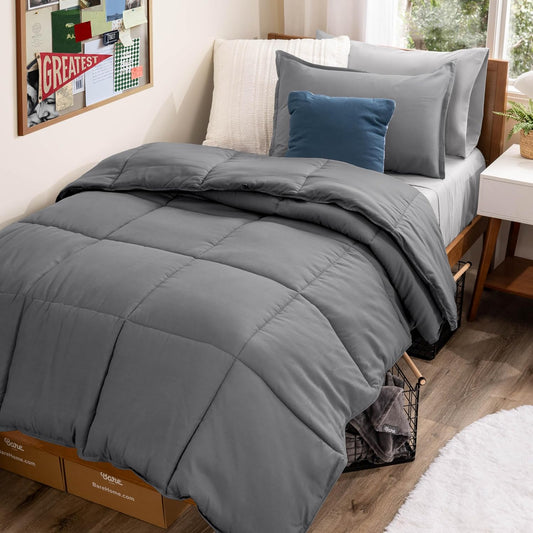 Bare Home Bed-in-A-Bag 5 Piece Set (Twin XL, Grey/Light Grey)