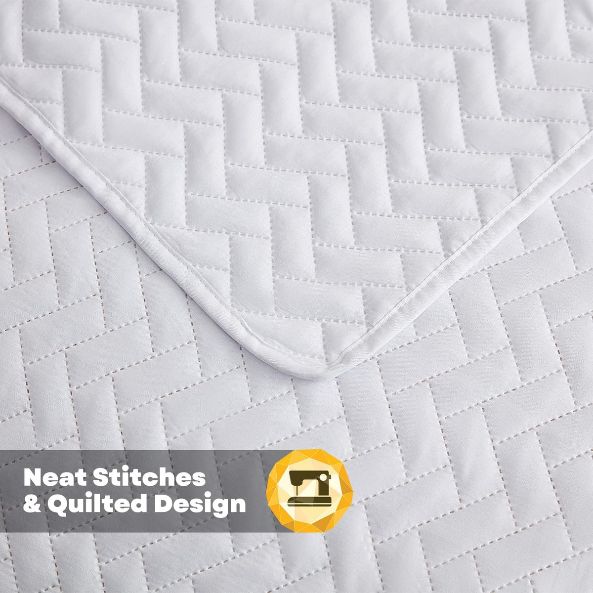 Maple&Stone White Quilt Set Queen Size, Lightweight Bedspread