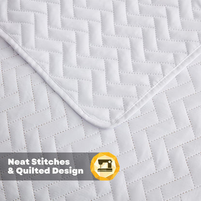 Maple&Stone White Quilt Set Queen Size, Lightweight Bedspread