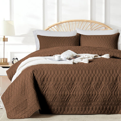akkialla Full/Queen Size Quilt Bedding Set,Beige Lightweight Microfiber Soft Bedspread,Modern Style Geoetric Pattern Coverlet Set for All Seasons,3 Piece(1 Quilt,2 Pillow Shams)