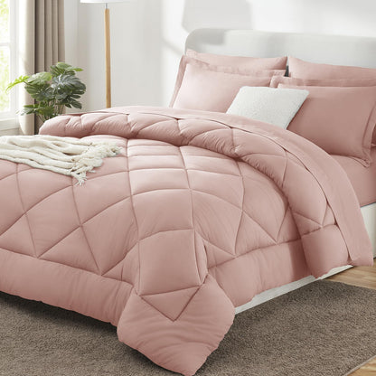 CozyLux King Comforter Set 102"x90" Dark Grey - 7 Piece Bed in a Bag