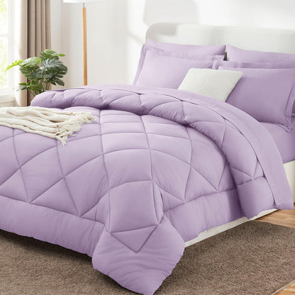 CozyLux Queen Comforter Set 88"x88" Dark Grey - 7 Piece Bed in a Bag