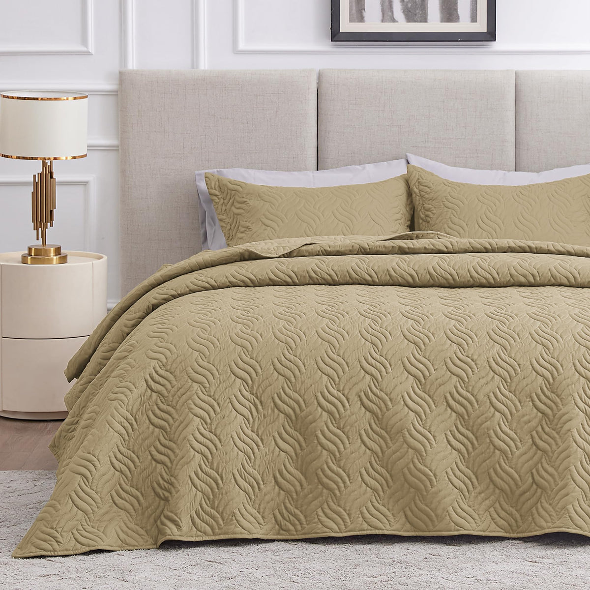 Love's cabin King Size Quilt Set Blue Bedspreads - Soft Bed Summer Lightweight Bedspread Comforter - Modern Style Coin Pattern Coverlet for All Season - 3 Pieces (1 Quilt, 2 Pillow Shams)