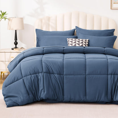 Love's cabin Full Comforter Set Black, 7 Pieces Full Bed in a Bag, All Season Bedding Sets with 1 Comforter, 1 Flat Sheet, 1 Fitted Sheet, 2 Pillowcase and 2 Pillow Sham