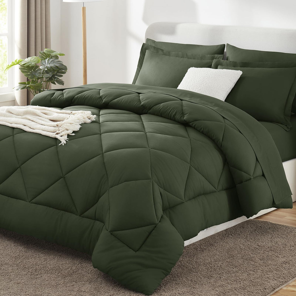 CozyLux King Comforter Set 102"x90" Dark Grey - 7 Piece Bed in a Bag