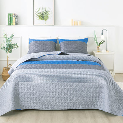 Andency Queen Quilt Bedding Set Sage Green, 3 Pieces Striped Bedspreads