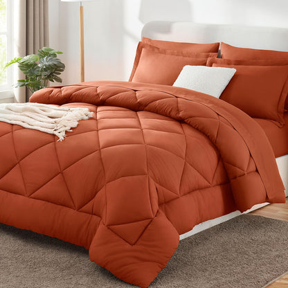 CozyLux Queen Comforter Set 88"x88" Dark Grey - 7 Piece Bed in a Bag