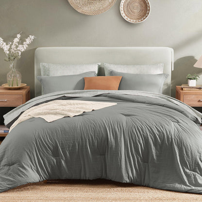 Monbix Queen Comforter Set - 7 Pieces Soft Bed in a Bag Queen Bedding Sets