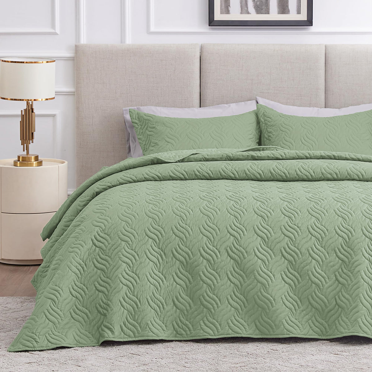 Love's cabin King Size Quilt Set Blue Bedspreads - Soft Bed Summer Lightweight Bedspread Comforter - Modern Style Coin Pattern Coverlet for All Season - 3 Pieces (1 Quilt, 2 Pillow Shams)