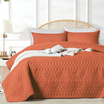 akkialla Full/Queen Size Quilt Bedding Set,Beige Lightweight Microfiber Soft Bedspread,Modern Style Geoetric Pattern Coverlet Set for All Seasons,3 Piece(1 Quilt,2 Pillow Shams)