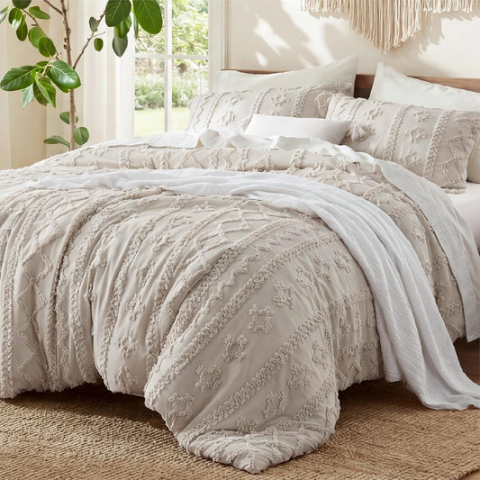 Bedsure Boho Comforter Set Oversized King, Bedroom Decor Bedding Set Linen
