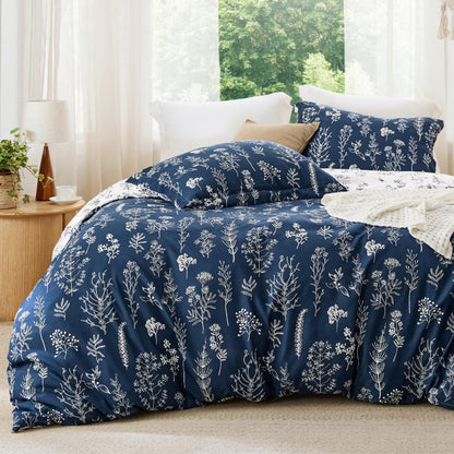 Bedsure Floral Comforter Set Cute Bedding Set Queen Reversible Sage Green