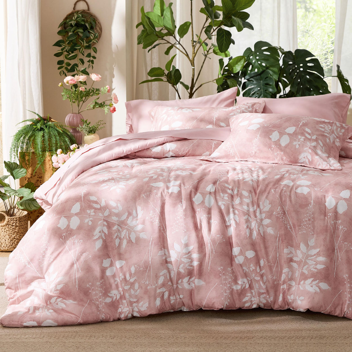 Bedsure Sage Green Queen Comforter Set, Floral Bedding Sets, 7 Piece