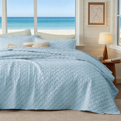 Bedsure Quilts Queen Size - Grey Bedspreads Queen Size with Basket Weave Pattern, Soft Quilt Bedding Set, Lightweight Comforter Set Coverlet for All Seasons with 2 Pillow Shams (90" x 96")