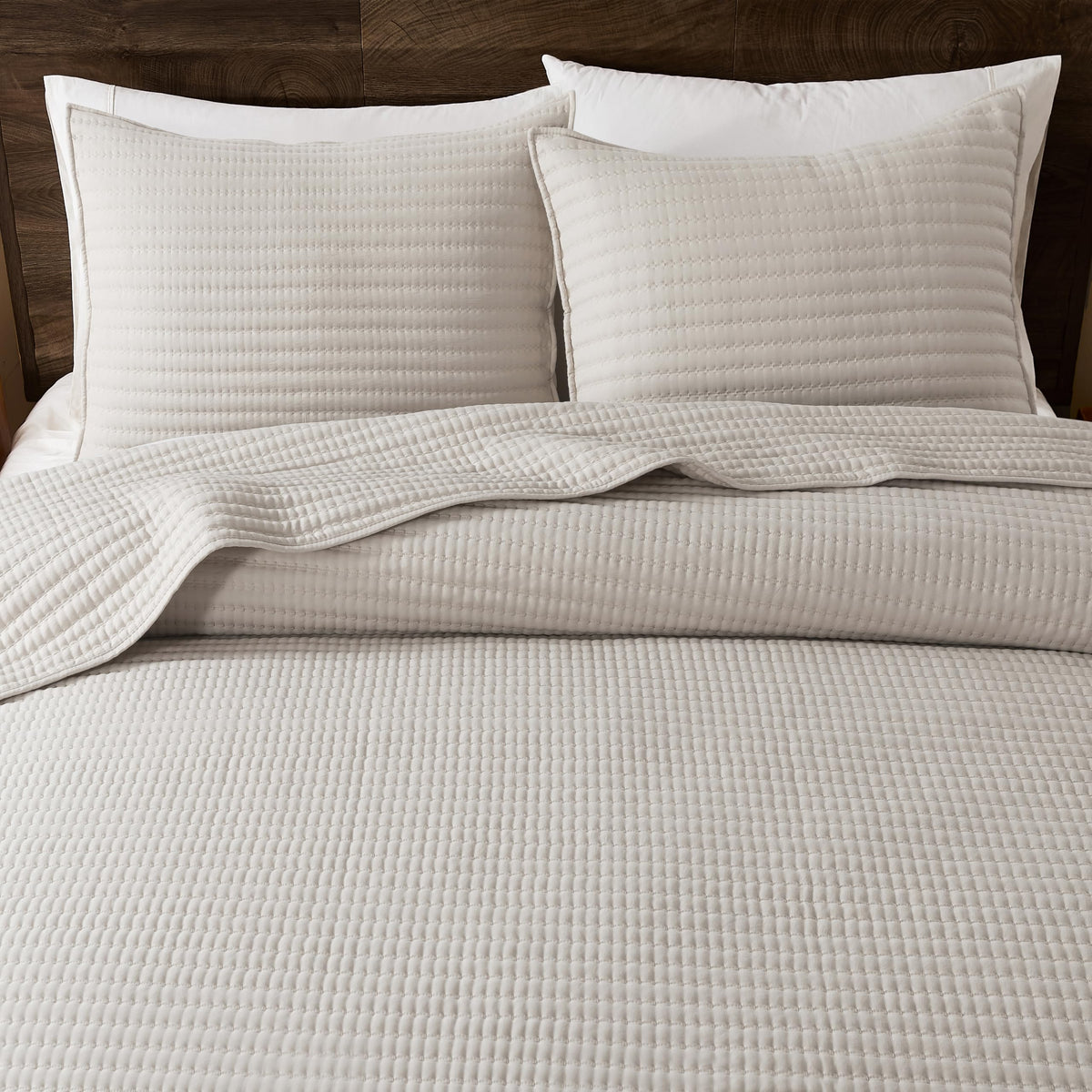 WDCOZY Chambray Blue California King Size Quilt Set 3 Pieces 118x106 inches